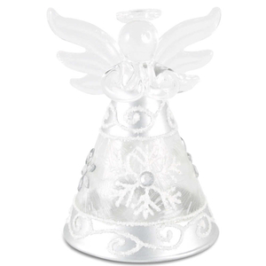 Glasengel silber - weiß mit Glassteinchen 10 cm - Hängen - Weihnachtsengel