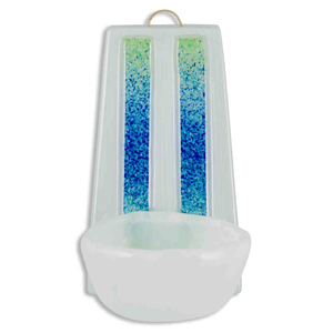 Glaskreuz - Glas Weihkessel weiß - Auflage Stäbe blau - türkis - grün - Set