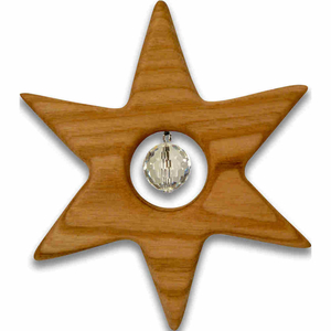 Stern zum Hängen Holz 9,50 cm Kristall 1,4 cm - Handarbeit