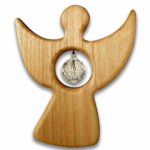 Engel zum Hängen Holz 8,5 x 7 cm Kristall 1,4 cm - Unikat