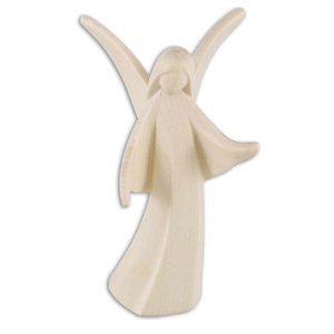 Schutzengel - Aram Engel beschützend Holz geschnitzt natur stehend 8 cm Unikat