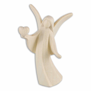 Schutzengel - Aram Engel mit Herz Holz geschnitzt natur stehend 8 cm Unikat