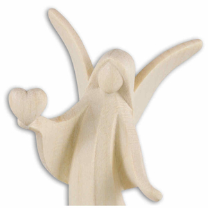 Schutzengel - Aram Engel mit Herz Holz geschnitzt natur stehend 8 cm Unikat