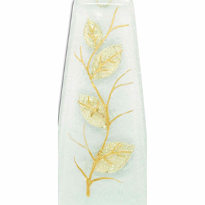 Glasweihkessel weiß modern Blätterranke Blattgold 14 x 6 x 6,5 cm