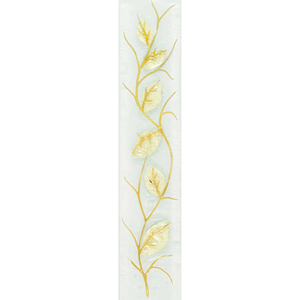 Glaskreuz - Glas Weihkessel Ranke / Blätter aus Blattgold weiß modern im Set