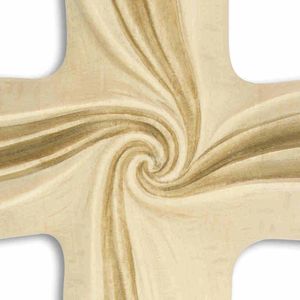 Wandkreuz - Glaubenskreuz Spirale braun goldfarben Holz geschnitzt gebeizt 20 x 11 cm