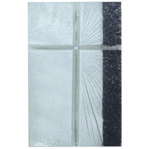 Glaskreuz Fusing Glas weiß schwarz Relief Kreuz Platin 20 x 11 cm Wandkreuz Unikat Handarbeit