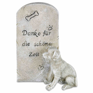 Hunde Erinnerungsstein / Tier Trauerstein Danke für die schöne Zeit 15 x 7 x 19 cm 