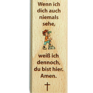 Kinderkreuz Verkehrsampel / Gebet Wo du gehst, wo du stehst ... Buche bedruckt 20 cm