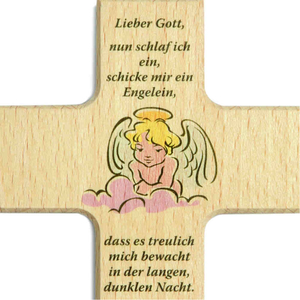 Kinderkreuz Motiv Schutzengel - schicke mir ein Engelein - Buche 20 x 12 cm Geburt Taufe