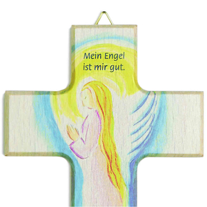 Kinderkreuz Motiv Mein Schutzengel Buche bunt bedruckt & Text 20 x 12 cm Geburt Taufe