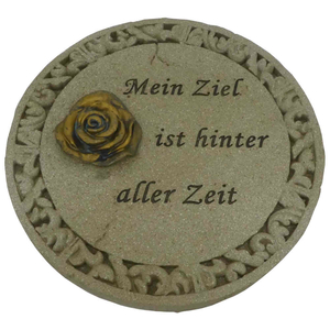 Runde Gedenk Platte Motiv Rose cremefarben mit Spruch 3fach sortiert Grabschmuck