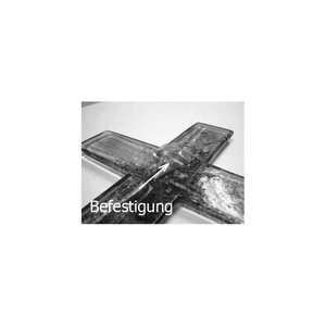 Glaskreuz Regenbogen Fusingglas - Bergkristall - Edelstahlverzierung 37 x 22 cm Unikat