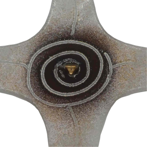 Glaskreuz modern Spirale des Lebens weiß bernstein rot Fusingtechnik & Blattgold 23 x 19 cm Unikat