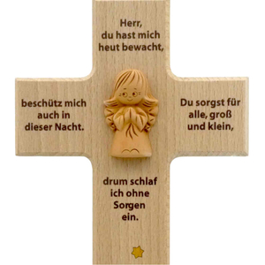 Kinderkreuz Schutzengelchen Keramik Abendgebet Sterne bedruckt 20 x 12 cm Geburt Taufe