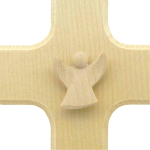 Wandkreuz Kinderkreuz Ahorn hell mit Schutzengel aus Holz 16 x 11 cm Taufe Geburt
