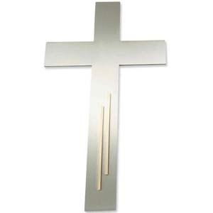 Stahlkreuz silber mit Verzierung goldfarben 20 cm - Wandkreuz