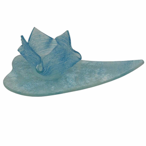 Dekoschale Herz - Windlicht Relief hellblau modern Fusingglas Handarbeit Geschenkset