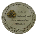 Grabplatte rund creme Bordüre Motiv Rose & Spruch Liebe - 19,5 cm Grabschmuck