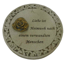 Grabplatte rund creme Bordre Motiv Rose & Spruch Liebe -...