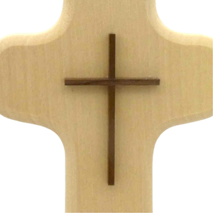 Wandkreuz Holz natur mit Kreuzauflage Holz dunkelbraun 14,5 cm Schmuckkreuz