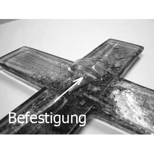 Glaskreuz modern Wandkreuz wei schwarz Sonne Platinauflage Fusing Relief 40 cm Glaskunst