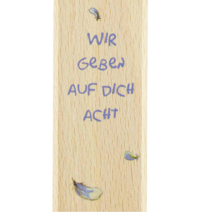 Kinderkreuz - Wir geben auf dich acht - Engel auf Wolke Holz natur bunt bedruckt 15 x 9 cm