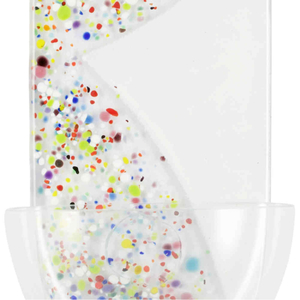Weihwasserkessel Fusingglas modern weiß bunte Punkte 15 x 6,5 x 5 cm Handarbeit