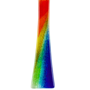 Wandkreuz Glas wei Regenbogen modern Handarbeit 16 x 9 cm Schmuckkreuz Glaskreuz