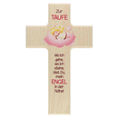 Kinderkreuz ZUR TAUFE - Schutzengel auf Wolke rosa Kreuz...