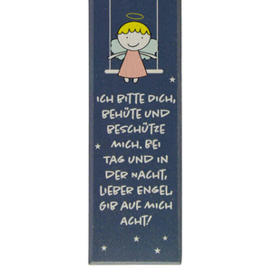 Kinderkreuz Guter Engel - Engel blau / Engel rosa Mond Sterne Holz blau 15 x 9 cm