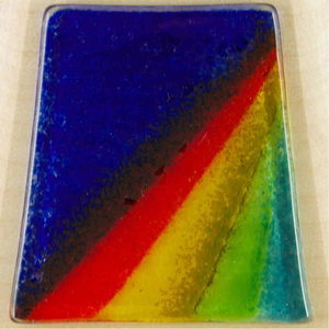 Weihwasserkessel Berg Ahorn natur Auflage Glas Regenbogen blau 11 x 8,5 cm