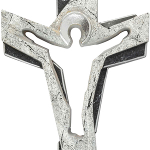 Wandkreuz / Auferstehungskreuz Ahorn geschnitzt schwarz grau silber 15 cm Marmoroptik