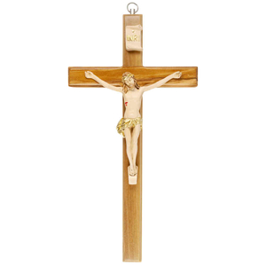 Kruzifix Wandkreuz Olivenholz natur Jesuskorpus coloriert Balken gerade 50 cm Holzkreuz