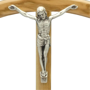 Stehkreuz - Standkreuz Olivenholz natur mit Metallkorpus 22 x 11,5 cm Altrakreuz