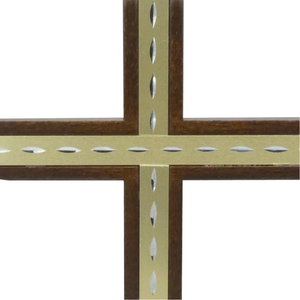 Standkreuz / Stehkreuz Mahagoni Metallauflage gold 22 x 11 cm Altarkreuz