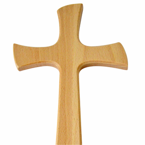 Wandkreuz Holzkreuz Buche natur Balken geschwungen 25 x 13 cm Schmuckkreuz