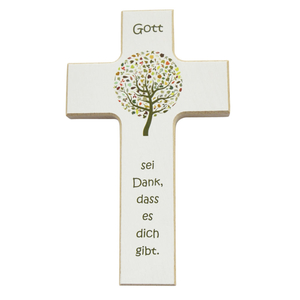 Kinderkreuz bunt Lebensbaum Holz 15 x 9 cm Taufkreuz Geburt