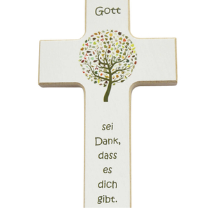 Kinderkreuz bunt Lebensbaum Holz 15 x 9 cm Taufkreuz Geburt