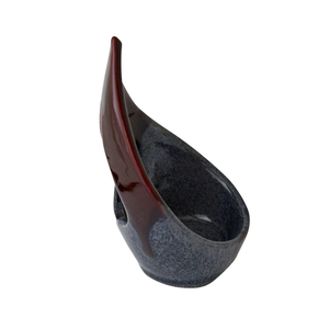 Kerzenleuchter - Teelichthalter Flamme Keramik Rubin 14 x 8 x 5 cm hangefertigt Unikat