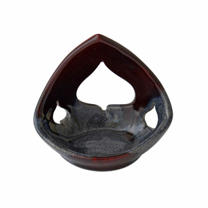 Kerzenleuchter - Teelichthalter Flamme Keramik Rubin 11 x 12 x 5 cm hangefertigt Unikat