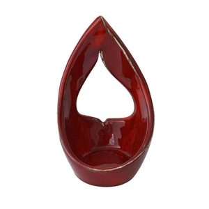 Kerzenleuchter - Teelichthalter Flamme Keramik Rot 14 x 8 x 5 cm hangefertigt Unikat