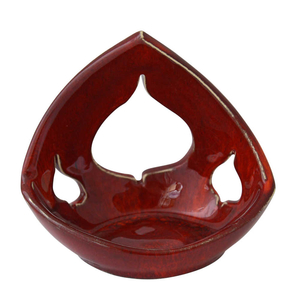 Kerzenleuchter - Teelichthalter Flamme Keramik Rot 11 x 12 x 5 cm hangefertigt Unikat