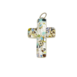 Kreuz Glasanhänger Murano Glas bunt ca. 3,5 x 2,5 cm Handarbeit Modeschmuck
