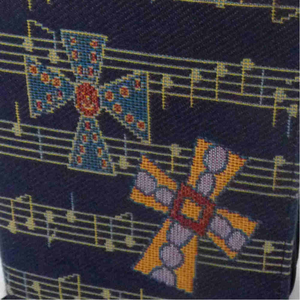 Gotteslob-Hülle Stoff blau mit Notenzeile Noten Kreuz & Reißverschluss 19 x 13 cm