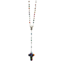 Rosenkranz Glasperle bunt - Herzstck Metall - Kreuz...