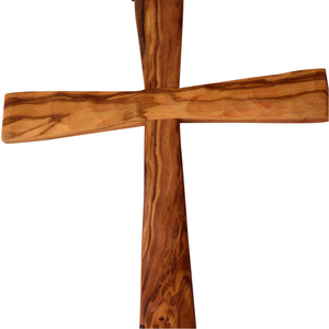 Wandkreuz Olivenholz gekerbte Oberflche 25 x 19,5 cm mit Band Holzkreuz