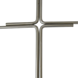 Edelstahlkreuz Wandkreuz modern silber matt runde Stbe versetzt 25,5 x 20 cm