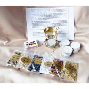 Räuchergefäß Messing mit Teelichter und Harzen Starterset - Geschenkset