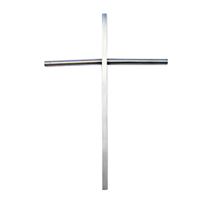 Edelstahlkreuz Wandkreuz modern silber matt Balken kantig rund 17 x 12 cm